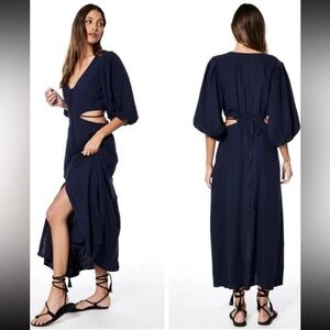 Young Fabulous & Broke High Tea Dress NWT Navy Blue Womens Size Large